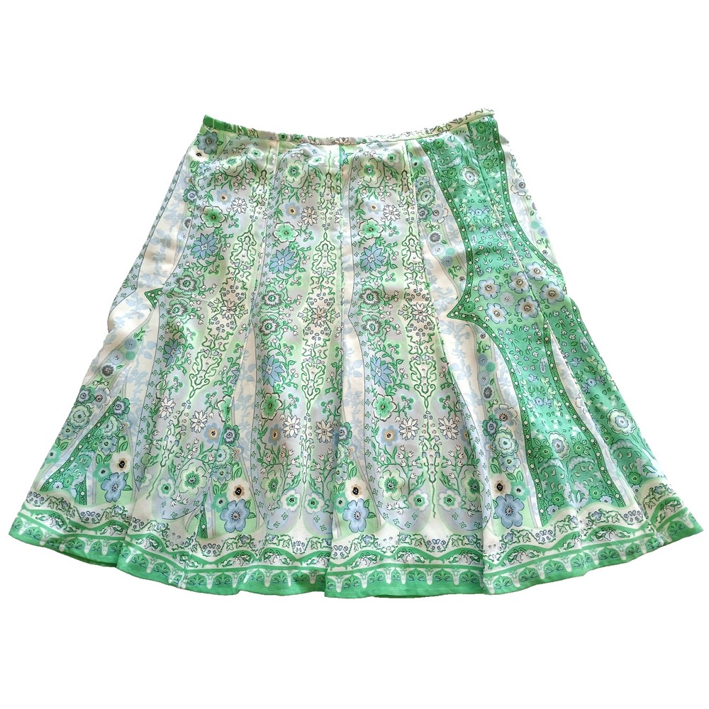 Jones Wear Flared Panel Skirt Women's Size 16 Classic Career Midi Green Floral